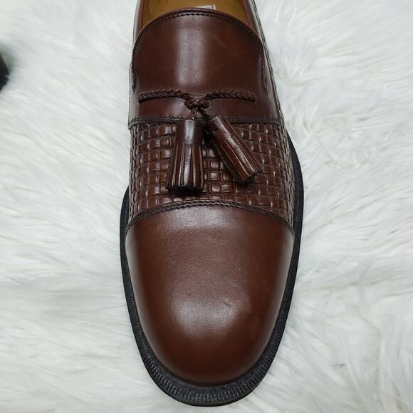 NEW SANDRO MOSCOLONI Seneca Woven Tassel Bologna Loafer 8.5 M Brown leather main image 4